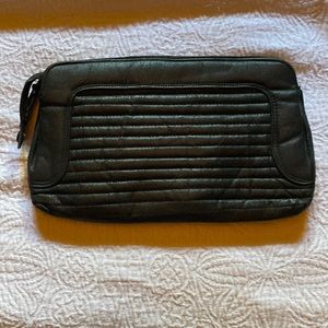 Black handbag vintage leather 3 inside compartments